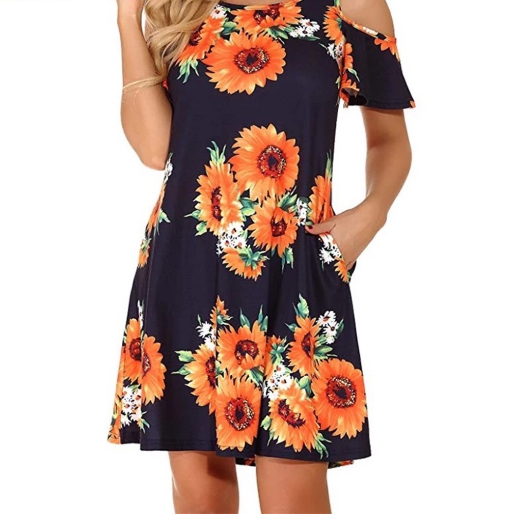 Women’s beautiful sunflower dress